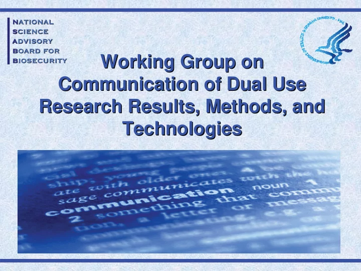 working group on working group on
