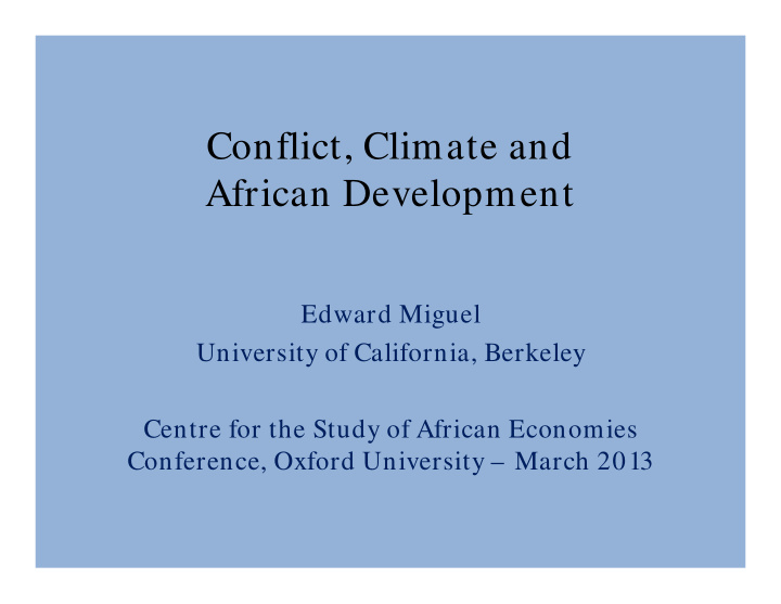 conflict climate and african development