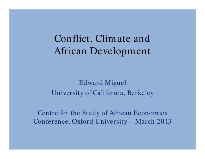 conflict climate and african development