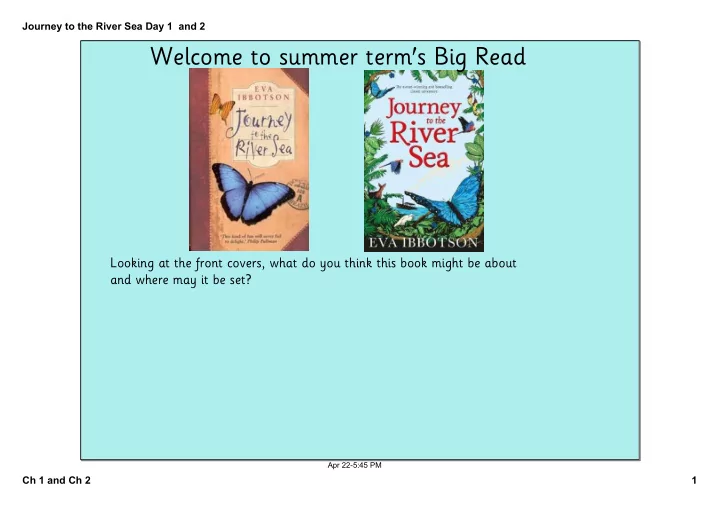 welcome to summer term s big read
