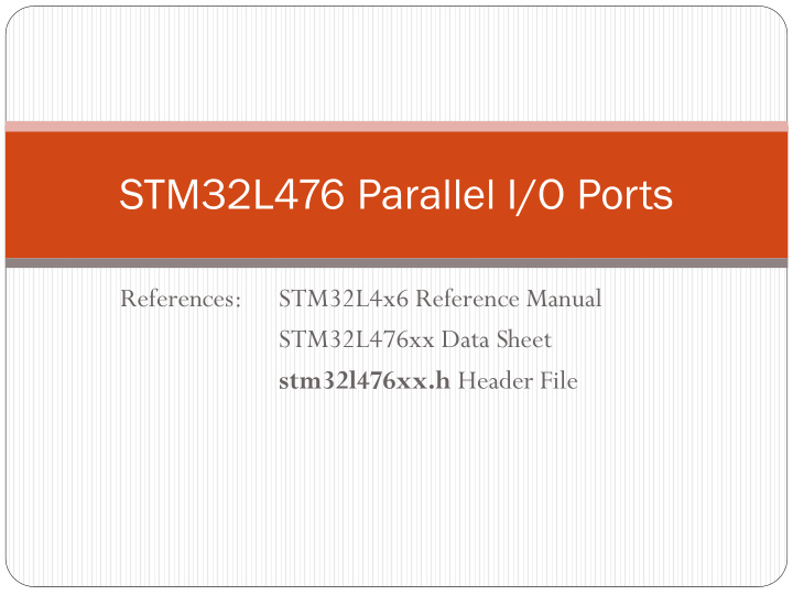 stm32l476 parallel i o ports