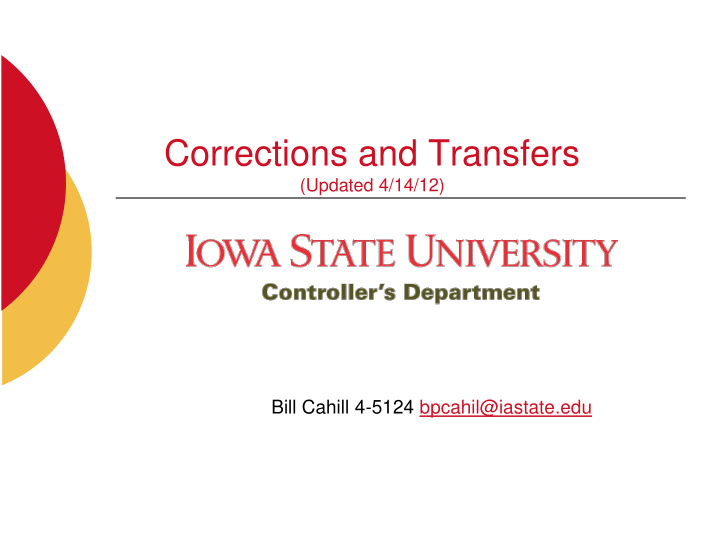 corrections and transfers