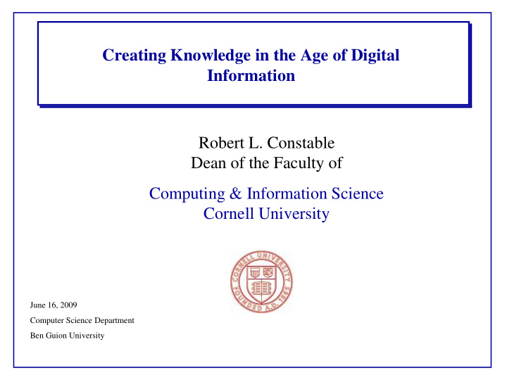 creating knowledge in the age of digital