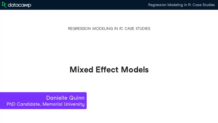 mixed e ect models