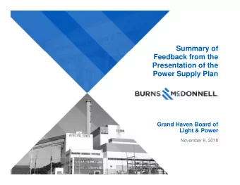 DONNELL. zyxwvutsrqponmlkjihgfedcbaZYXWVUTSRQPONMLKJIHGFEDCBA  Summary of  Feedback from the