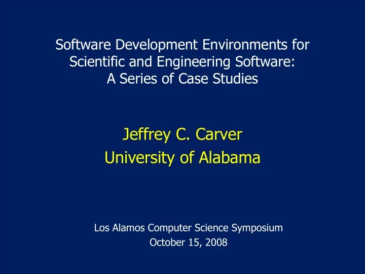 jeffrey c carver university of alabama
