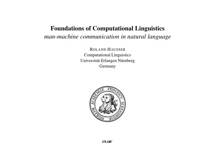 foundations of computational linguistics man machine