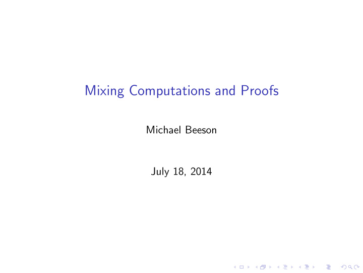 mixing computations and proofs