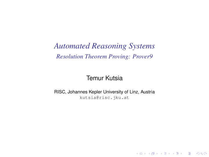 automated reasoning systems