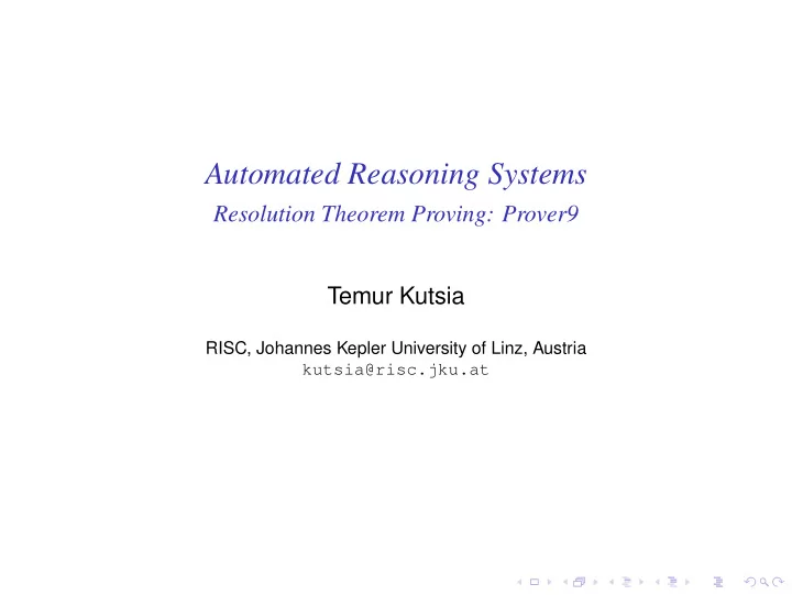 automated reasoning systems
