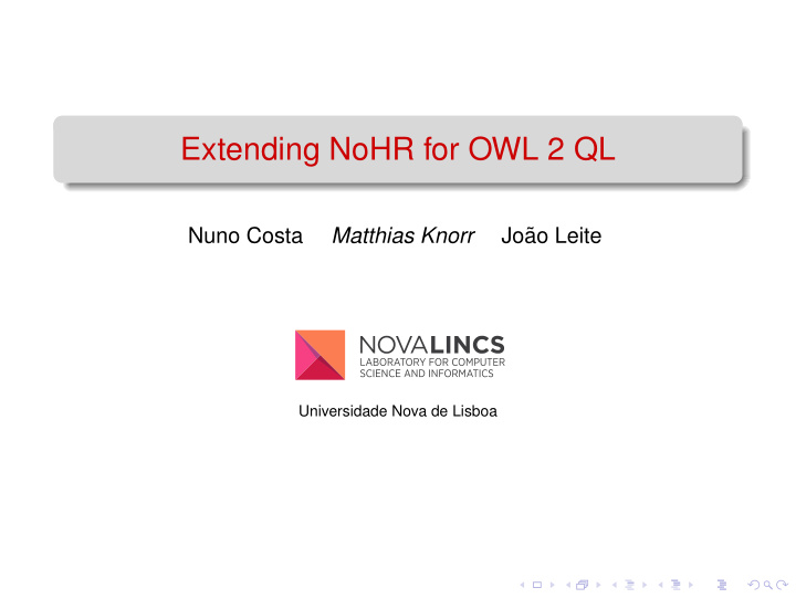 extending nohr for owl 2 ql