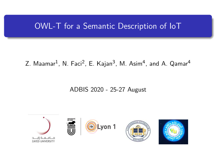 owl t for a semantic description of iot