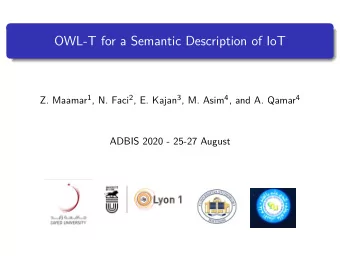 OWL-T for a Semantic Description of IoT Z. Maamar 1 , N. Faci 2 , E. Kajan 3 , M. Asim 4 , and A.
