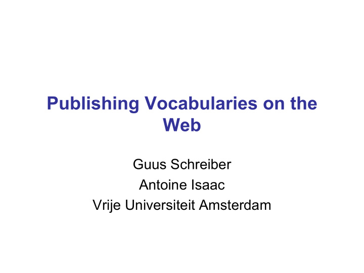 publishing vocabularies on the web