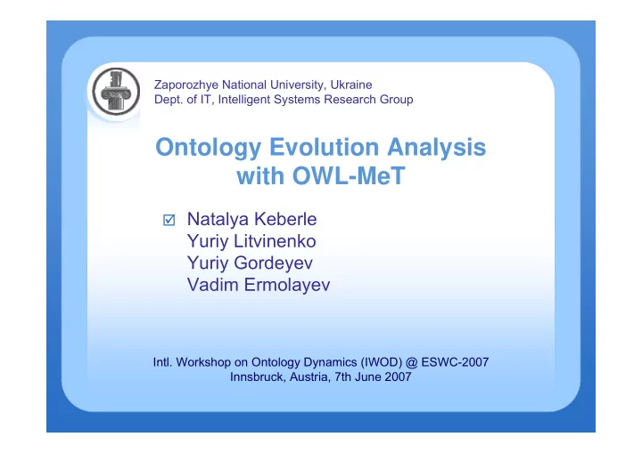 ontology evolution analysis with owl met