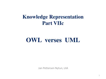 OWL  verses  UML  Jan Pettersen Nytun, UiA  1  S  O  P [1]: The languages were devised to