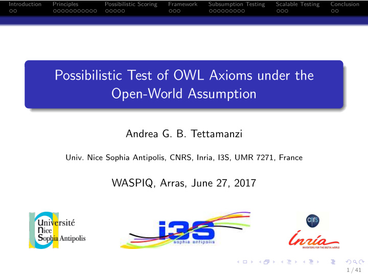 possibilistic test of owl axioms under the open world