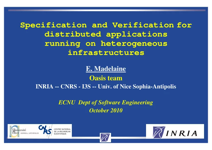 specification and verification for distributed