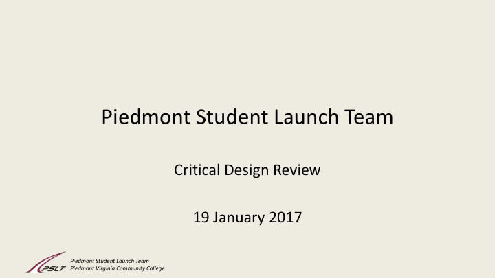 piedmont student launch team