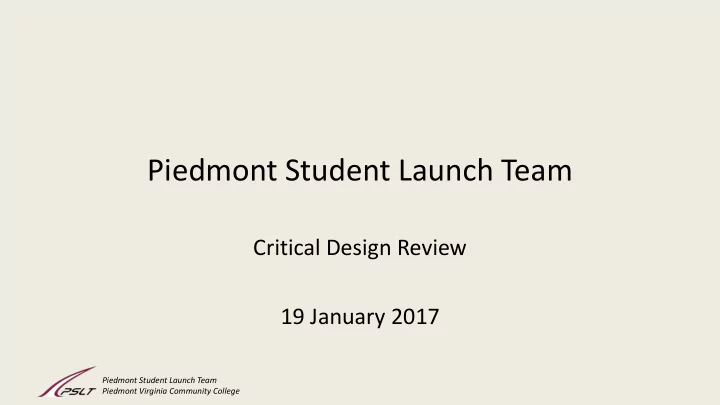piedmont student launch team