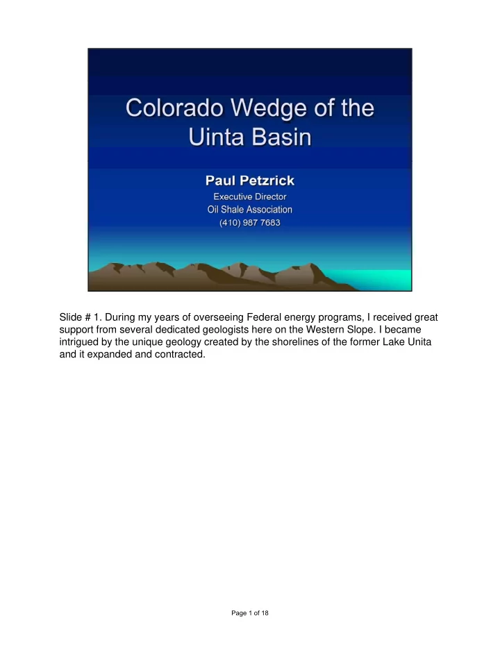 slide 1 during my years of overseeing federal energy