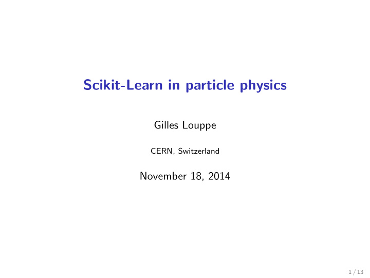 scikit learn in particle physics