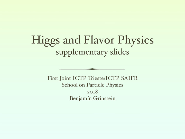 higgs and flavor physics