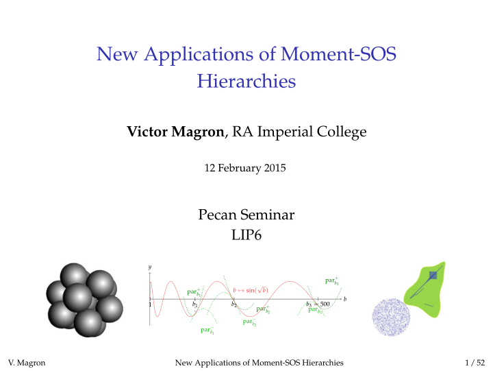 new applications of moment sos hierarchies
