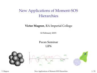 New Applications of Moment-SOS  Hierarchies Victor Magron , RA Imperial College  12 February 2015
