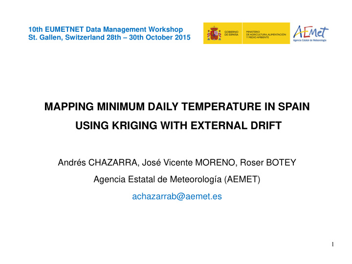 mapping minimum daily temperature in spain using kriging