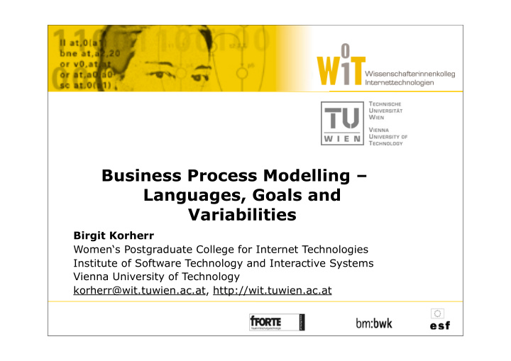 business process modelling languages goals and