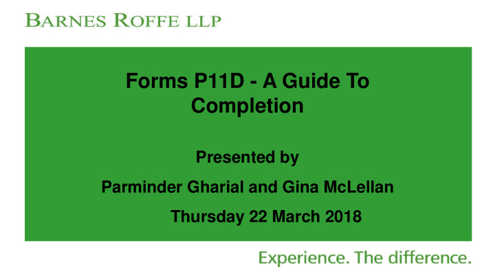 forms p11d a guide to completion