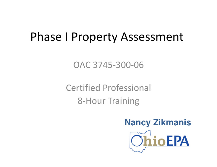 phase i property assessment
