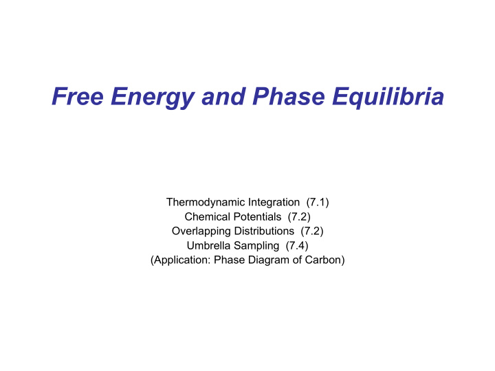 free energy and phase equilibria