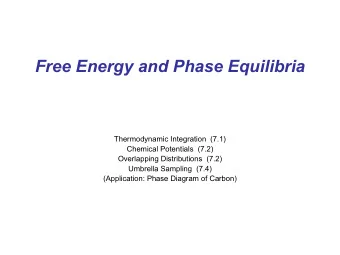 Free Energy and Phase Equilibria  Thermodynamic Integration  (7.1)  Chemical Potentials  (7.2)