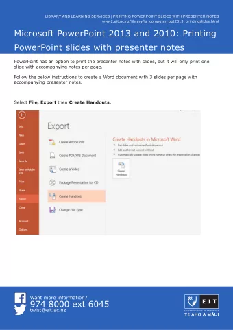 Microsoft PowerPoint 2013 and 2010: Printing  PowerPoint slides with presenter notes  PowerPoint