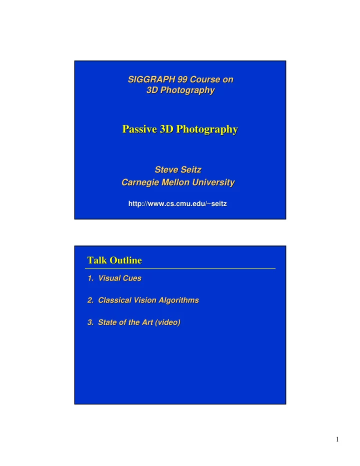 passive 3d photography passive 3d photography