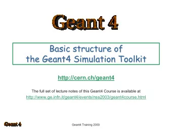 Basic structure of  Basic structure of  the Geant4 Simulation Toolkit  the Geant4 Simulation