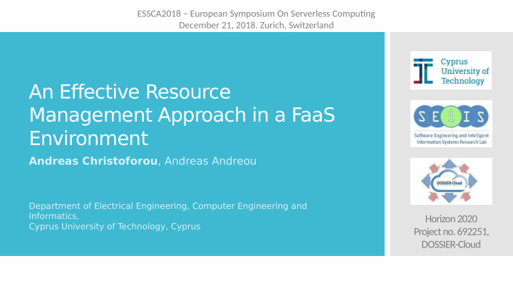 an efgective resource management approach in a faas