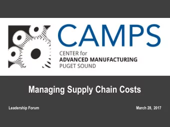 Managing Supply Chain Costs  Leadership Forum