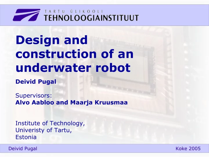 design and construction of an underwater robot