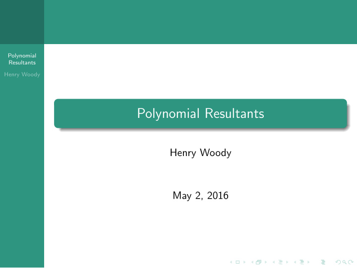 polynomial resultants