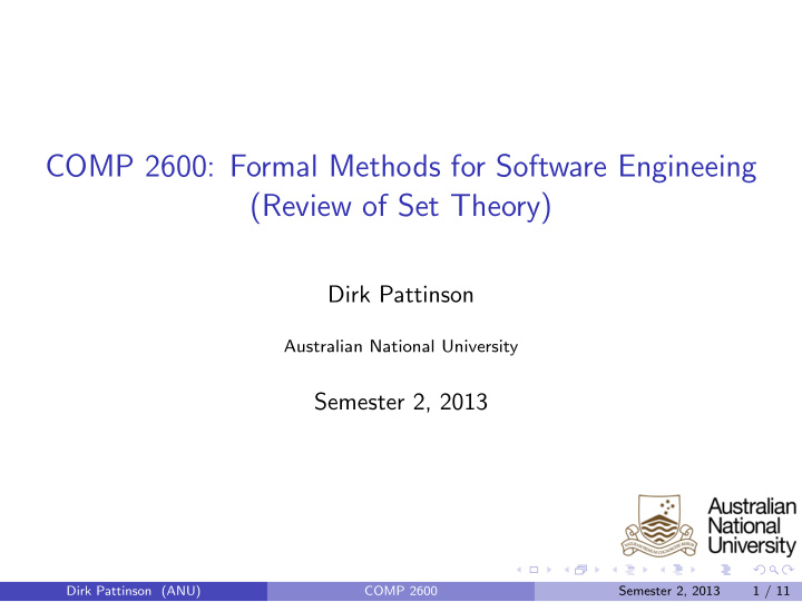 comp 2600 formal methods for software engineeing review