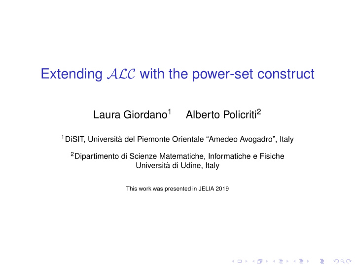 extending alc with the power set construct