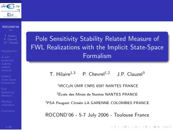 Pole Sensitivity Stability Related Measure of  P. Chevrel,  J.P. Clauzel  FWL Realizations with the