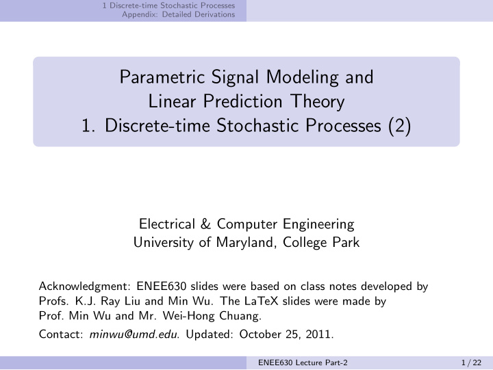 parametric signal modeling and linear prediction theory 1