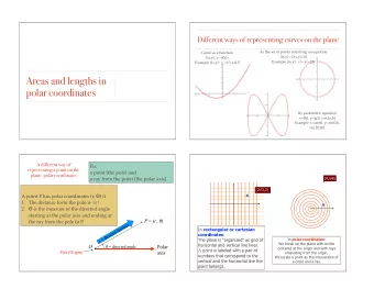 Areas and lengths in  polar coordinates By parametric equation  x=f(t), y=g(t), t in [a,b]