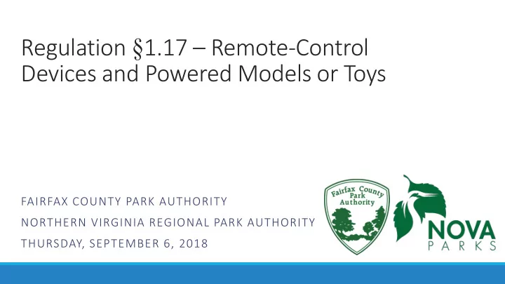 regulation 1 17 remote control