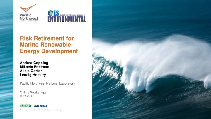 risk retirement for marine renewable energy development