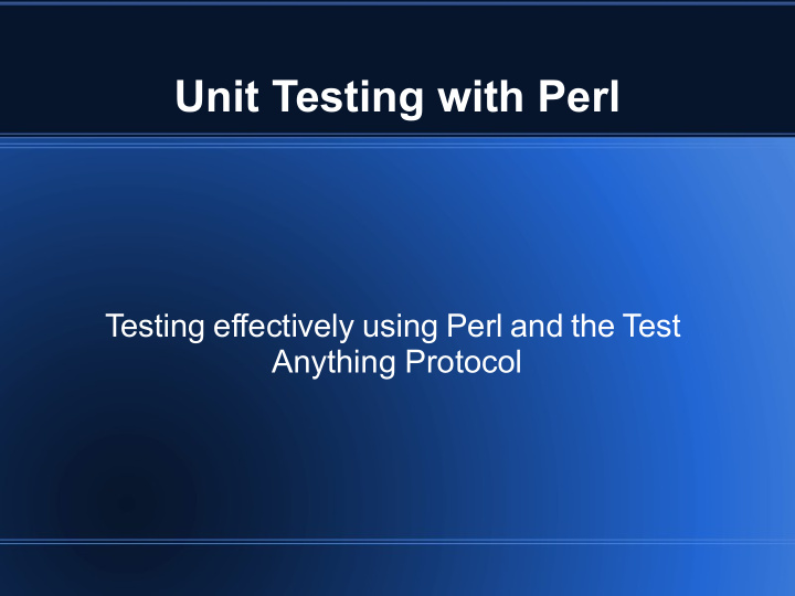 unit testing with perl
